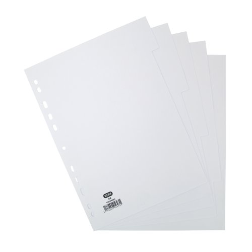 Elba 5-Part Divider 160gsm Manilla Multipunched A4 White 100204880 Plain File Dividers BX05693