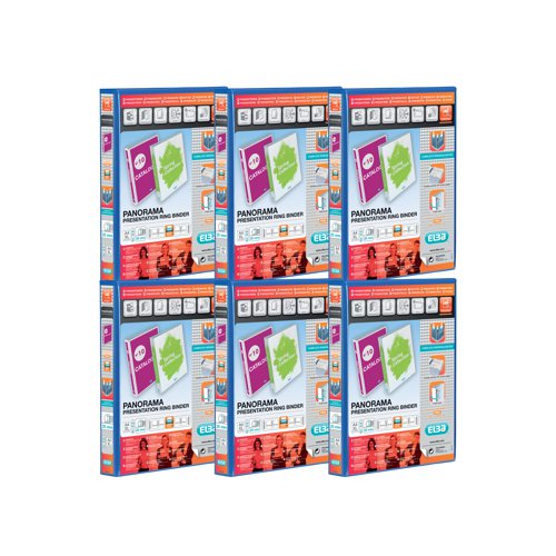Elba Panorama 25mm 2 D-Ring Pres Binder A4 Blue (Pack of 6) 400008412