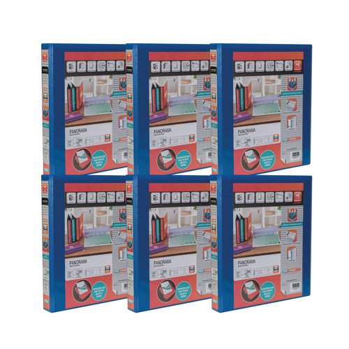 Elba Panorama 25mm 4 D-Ring Presentation Binder A4 Blue (6 Pack) 400008415 - Hamelin - BX06527 - McArdle Computer and Office Supplies