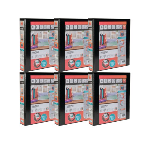 Elba Panorama 40mm 4 D-Ring Pres Binder A4 Blk (Pack of 6) 400008417 BX06536