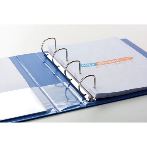 This premium quality Elba Panorama A4 presentation ring binder features clear pockets on the front, back and spine for complete personalisation. Made from hard wearing polypropylene covered board, this 40mm (400 sheet) capacity binder features a 4 D-ring mechanism and is ideal for professional reports, presentations, projects and more. This pack contains 6 blue ring binders.