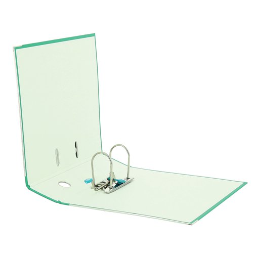 This Elba file features a standard lever arch mechanism with a 70mm capacity for filing A4 documents. Made from strong board, the file features a metal reinforced edge and metal thumb hole for easy retrieval from a shelf. This product is made from 76% recycled materials. This pack contains 10 green lever arch files, ideal for colour coordinated filing.
