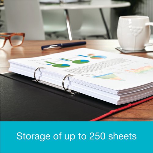 This bright, stylish Oxford ring binder features high quality laminated paper over durable board for a high gloss finish. Perfect for implementing a colour coordinated system for professional office or home filing, this A4+ binder has a 2 O-ring mechanism with a 25mm (250 sheet) capacity. This pack contains 1 ring binder with a light blue finish.