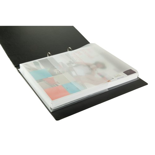 Protect documents and projects with this Oxford A4 Expanding Punch Pocket. Made from strong polypropylene, it has a reinforced spine to support it when filed in a ring binder or lever arch file. The expanding pocket with flap is ideal for catalogues, magazines, brochures, maps and other thicker documents.