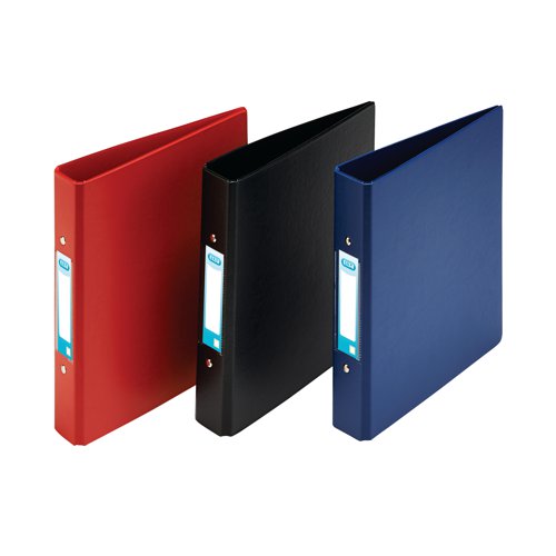 This Elba A5 ring binder is made from durable polypropylene covered board for long lasting use. The binder features a standard 2 O-ring mechanism with a 25mm (250 sheet) capacity and comes with a self adhesive spine label for quick and easy identification of contents. This pack contains 10 blue ring binders.
