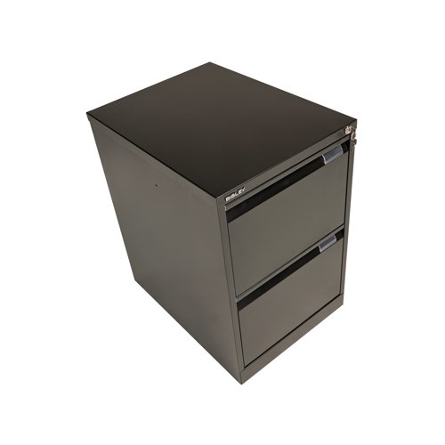 BY00495 | For the security of your paperwork and your peace of mind, this Bisley Black 2 Drawer Filing Cabinet has an anti-tilting device fitted as standard, and a superior locking facility located on the top of the frame. Each drawer has full extension to allow you access to the entire contents quickly and easily, and gives you 20 percent more capacity than standard extension. When closed, this cabinet is flush fronted for simple, convenient placing around your home or office.