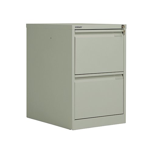 Bisley 2-Drawer Filing Cabinet Lockable Goose Grey Flush Fronted BS2E