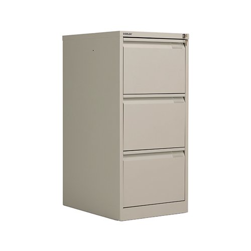 Bisley 3-Drawer Filing Cabinet Lockable Goose Grey Flush Fronted BS3E