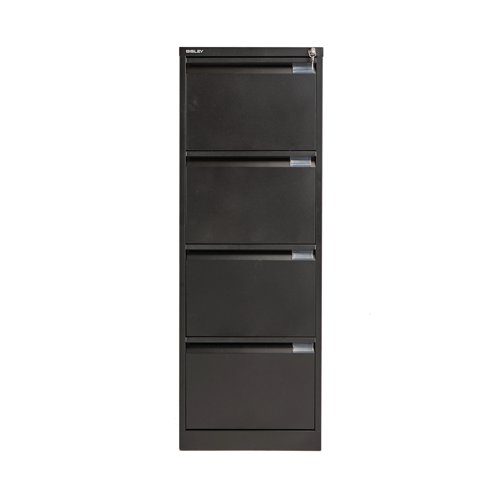 Bisley 4 Drawer Filing Cabinet Lockable 470x622x1321mm Black BS4E BLACK BY00564