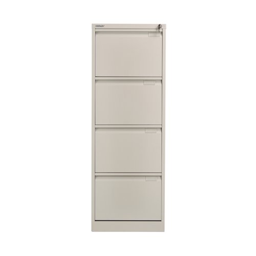 BY00568 Bisley 4 Drawer Filing Cabinet Lockable 470x622x1321mm Goose Grey BS4EGY