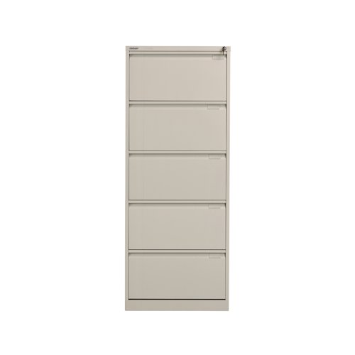 Bisley 5 Drawer Filing Cabinet 470x622x1511mm Goose Grey BS5EGY - Bisley - BY00583 - McArdle Computer and Office Supplies