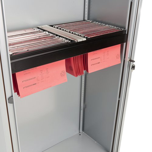 BY38699 | Bisley Shelving Accessories are designed for use with Bisley Tambour Unit Units and Cupboards. There is a wide selection of shelving fixtures available to cater to the needs of your home or office. Ideal for use with lateral files or printout binders using T-bars and channels. Fits a high capacity of side-on files allowing you easy access to your entire catalogue at a glance. The roll-out function of this shelf is fitted with an anti-tilt system as standard, ensuring you easy access to your filing without fear of tipping or hazards to health and safety.