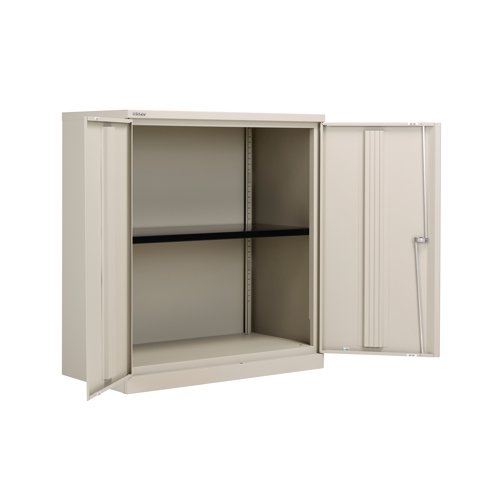 BY78709 | Built to fit A4 binders, lateral, and suspension files, this stylish and durable storage cupboard has magnetic latching, a 2 point locking system and a flush handle design. With adjustable levelling feet providing 24mm of adjustment, it is designed to meet every storage and filing requirement. 1000mm high, this cupboard is supplied empty and presented in goose grey.
