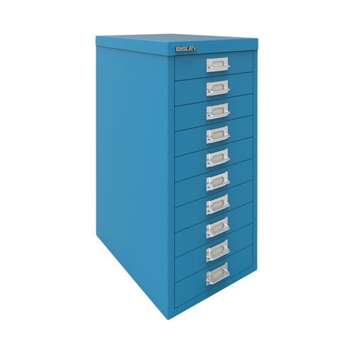 The Bisley 10 Multidrawer Cabinet is a robust and reliable choice for office storage. The smooth running Multidrawers are 51mm deep and ideal for A4 filing, or storage of stationery and small items. Measuring 279x380x590mm, this cabinet comes in Azure Blue.
