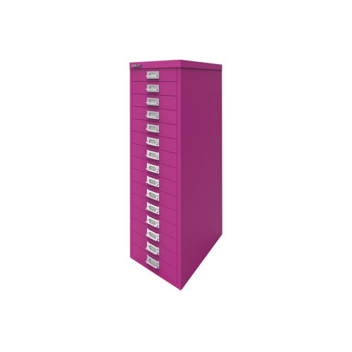 BY78743 | The Bisley 15 Multidrawer Cabinet is a robust and reliable choice for office storage. The smooth running multidrawers are 51mm deep and ideal for A4 filing, or storage of stationery and small items. Measuring 279x380x860mm, this cabinet comes in Fuchsia.