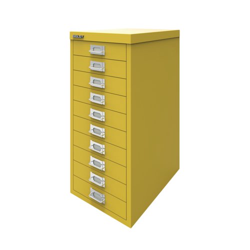 The Bisley 10 Multidrawer Cabinet is a robust and reliable choice for office storage. The smooth running Multidrawers are 51mm deep and ideal for A4 filing, or storage of stationery and small items. Measuring 279x380x590mm, this cabinet comes in Canary Yellow.