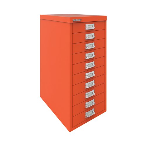 BY78746 | The Bisley 10 Multidrawer Cabinet is a robust and reliable choice for office storage. The smooth running Multidrawers are 51mm deep and ideal for A4 filing, or storage of stationery and small items. Measuring 279x380x590mm, this cabinet comes in Mandarin.