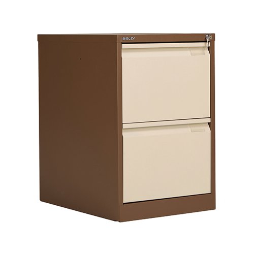 Bisley 2 Drawer Filing Cabinet Lockable 470x622x711mm Coffee/Cream BS2EC/C