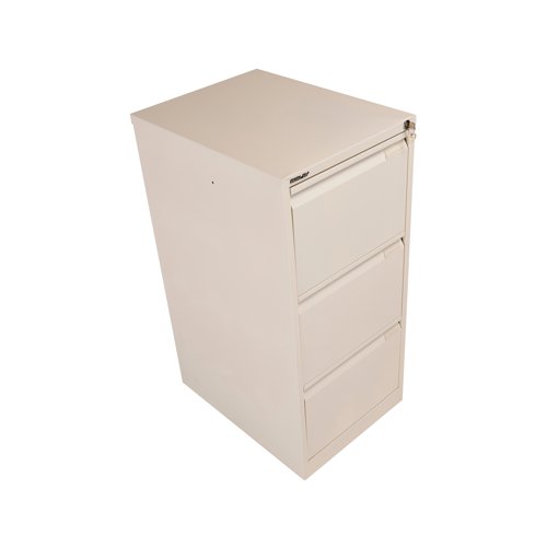 Bisley 3 Drawers Filing Cabinet Lockable 470x622x1016mm Chalk BS3E/CHK - BY90705