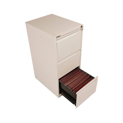 Bisley 3 Drawers Filing Cabinet Lockable 470x622x1016mm Chalk BS3E/CHK Bisley