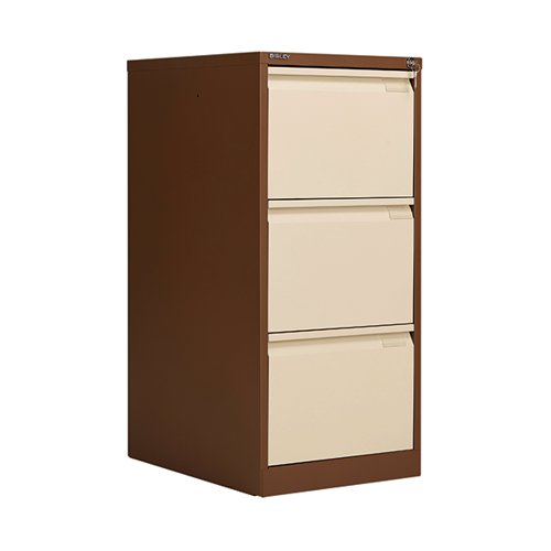 Bisley 3 Drawers Filing Cabinet Lockable 470x622x1016mm Coffee/Cream BS3EC/C