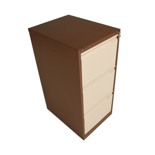 Bisley 3 Drawers Filing Cabinet Lockable 470x622x1016mm Coffee/Cream BS3EC/C