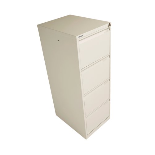 Bisley 4 Drawer Filing Cabinet Lockable 470x622x1321mm Chalk BS4E/CHK - BY90708