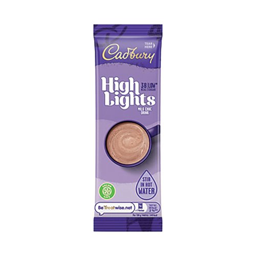 The Cadbury Highlights Drinking Chocolate Sachet is the ultimate indulgence with none of the guilt. Deliciously smooth and creamy hot chocolate, these sachets contain all of the rich cocoa flavour of Cadbury chocolate, but only 38 calories per serving. Easy to make by simply adding hot water, the sachet ensures the perfect amount of powder for a drink that is neither too weak nor too strong. This bulk pack contains 30 sachets for office or home indulgence.