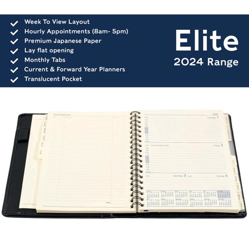 Collins Elite Compact Diary Week To View 2024 1150V-99.24 | CD1150V24 | Collins