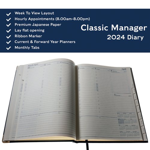 Collins Manager Diary Week To View Appointment Black 2024 1210V - CD1210V24