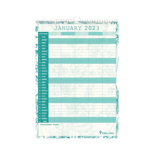 Collins Tara Family Wall Calendar A3 Month to View 2023 TAFC135-23