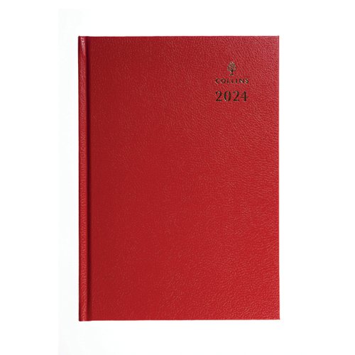 Collins A5 Desk Diary Day Per Page Red 2024 52-15.24