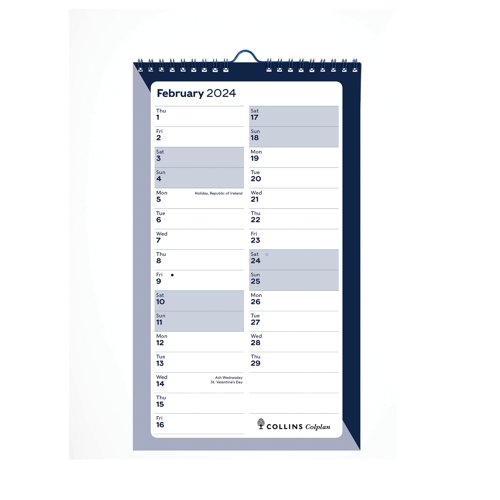 CD6424 | The ideal accessory to help you to plan for the week ahead, this monthly diary features ample writing space for each day, making it perfect for use in a busy office or home. The diary is wirebound at the top with a loop for easy wall hanging and has printed softback covers, making it extra flexible. The perfect addition to any household or office, you'll find organisation and planning a breeze.