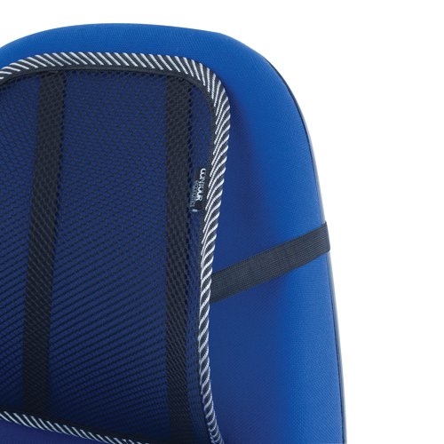 This Contour Ergonomics Mesh Back Support provides lumbar support to help relieve lower back stress and features mesh fabric for improved air flow and comfort. The back support also features an adjustable strap attachment, which provides versatile use for a variety of chairs and users. This pack contains 1 black back support.