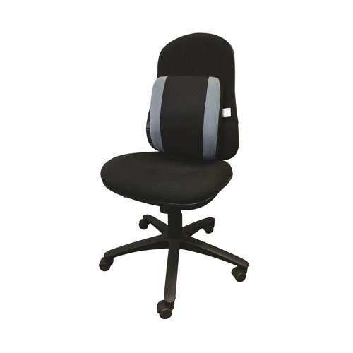 CE77701 | Ideal for use with all kinds of seating, this Contour Ergonomics lumbar support is designed to provide adaptable and comfortable support for the spine. It features an internal adjustable lumbar support mechanism which, by way of the adjusting knob, expands the lumbar support by up to 35mm, as well as an adjustable strap that fits any chair. Made of unique, long lasting sponge, the lumbar support is designed to retain its shape and also has a removable cover for easy cleaning. This lumbar support measures W330 x D70 x H350mm.