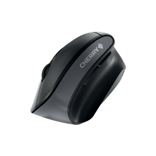 This CHERRY MW 4500 Ergonomic Wireless Mouse features a 45 degree design to help prevent wrist strain. The precise optical sensor has an adjustable resolution of 600/900/1200dpi. The convenient design features a scroll wheel and 6 buttons, including 2 thumb buttons. This black mouse is designed for right handed use.