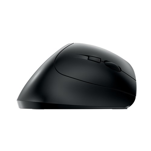 This CHERRY MW 4500 Ergonomic Wireless Mouse features a 45 degree design to help prevent wrist strain. The precise optical sensor has an adjustable resolution of 600/900/1200dpi. The convenient design features a scroll wheel and 6 buttons, including 2 thumb buttons. This black mouse is designed for right handed use.