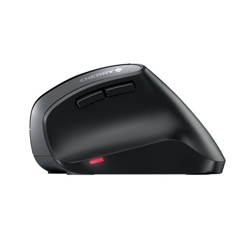 CH08801 | This CHERRY MW 4500 Ergonomic Wireless Mouse features a 45 degree design to help prevent wrist strain. The precise optical sensor has an adjustable resolution of 600/900/1200dpi. The convenient design features a scroll wheel and 6 buttons, including 2 thumb buttons. This black mouse is designed for right handed use.