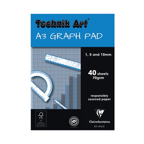 Technik Clairefontaine Art 1/5/10mm Graph Pad A3 40 Leaf XPG2