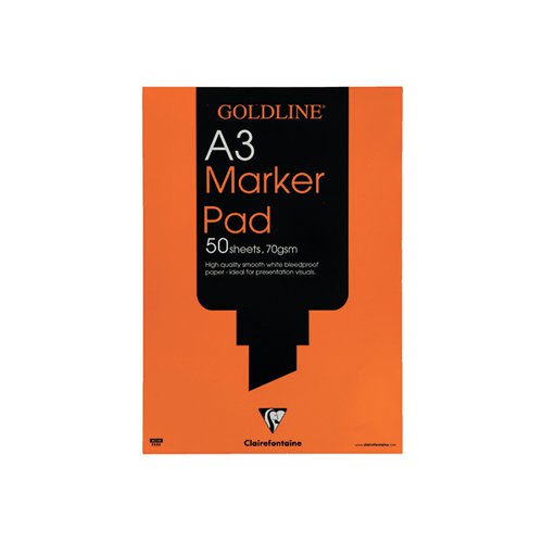 Clairefontaine Goldline A3 30 Sheet 70gsm Acid-Free Bleedproof Paper White Marker Pad GPB1A3