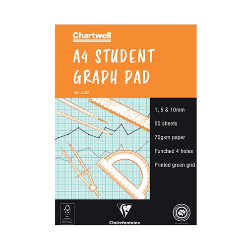 Chartwell 1/5/10mm Graph Pad A4 50 Leaf J14B CHJ14B Buy online at Office 5Star or contact us Tel 01594 810081 for assistance