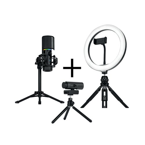 Streamplify Starter Bundle Including Microphone Tripod Webcam Light 10 Ring Light BU-000-SM
