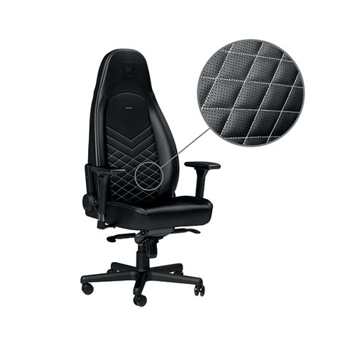 noblechairs ICON Gaming Chair PU Leather Black/Platinum White GC-00K-NC