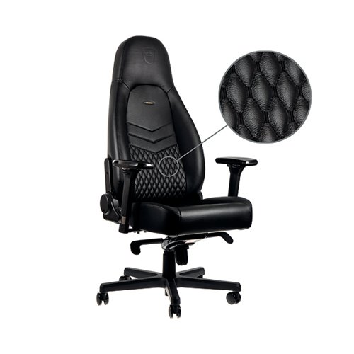 noblechairs ICON Gaming Chair Top Grain Leather Black GC-00P-NC