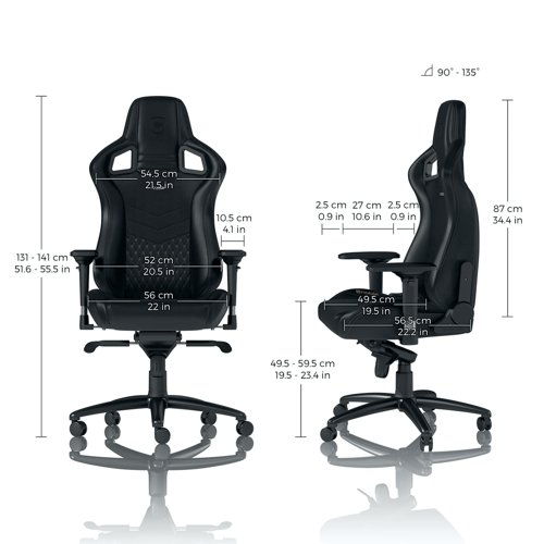 noblechairs EPIC Gaming Chair Real Leather Black GC-005-NC Office Chairs CK80021