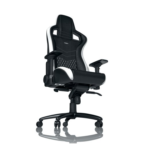 The noblechairs EPIC is a one of a kind luxury gaming chair. With a genuine leather cover, premium design, high-precision manufacturing plus ample features and adjustment options. There is also a premium cushion set included. An advanced rocking mechanism, that allows for rocking the chairs up to 14 degrees, is accompanied by softly cushioned 4D armrests made of polyurethane, 360-degree swivel rotation, flexibly adjustable seat height via a safety class 4 gas lift and a sturdy steel frame mounted on a durable five-star-base made of pure aluminium.