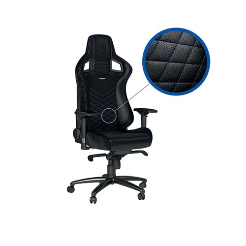 The noblechairs EPIC is a one of a kind luxury gaming chair. With a vegan faux leather cover, premium design, high-precision manufacturing plus ample features and adjustment options. There is also a premium cushion set included. An advanced rocking mechanism, that allows for rocking the chairs up to 14 degrees, is accompanied by softly cushioned 4D armrests made of polyurethane, 360-degree swivel rotation, flexibly adjustable seat height via a safety class 4 gas lift and a sturdy steel frame mounted on a durable five-star-base made of pure aluminium.