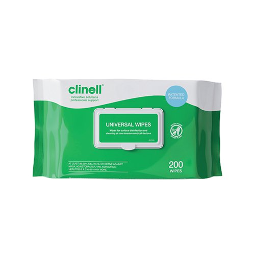 Clinell Universal Sanitising Wipes 200 Wipes (Pack of 6) CW200