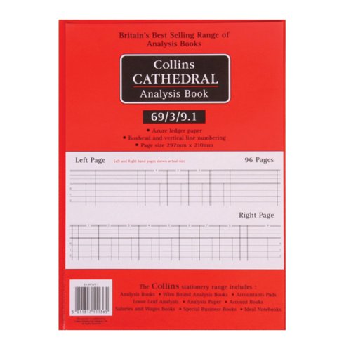 Collins Cathedral Analysis Book Petty Cash 96 Pages 69/3/9.1 8111367 - CL69391