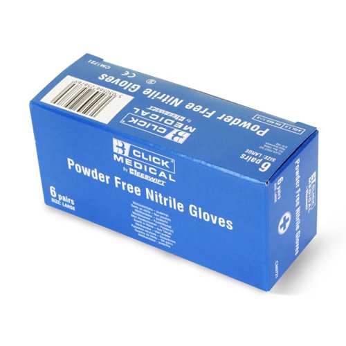 Click Medical Nitrile Powder Free Gloves (Pack of 6 Pairs)
